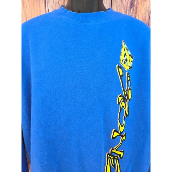Volcom Stone Classic Fit Blue Sweatshirt L Crew Neck Graphic Surf Style - Picture 3 of 7